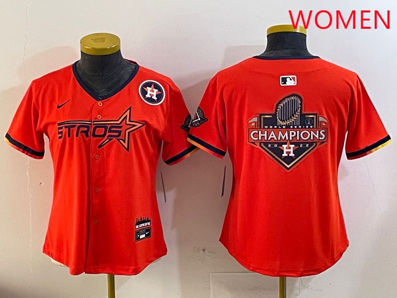 Women Houston Astros Blank Orange Three generations Joint Name 2025 Nike MLB Jersey style 24